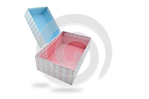 pink and blue paper box on white background, package for design