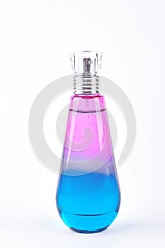 Pink and blue perfume bottle.