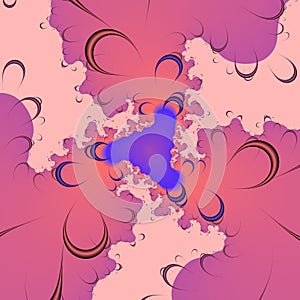 Pink blue purple violet lights flowery shapes, fractal, sky, energy abstract texture, graphics