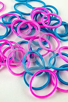 Pink and blue rubber bands