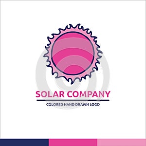 Pink and blue solar and sun univerce vector illustration logo