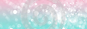 Pink and blue sparkling glitter bokeh background banner