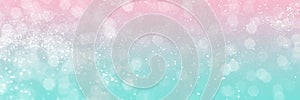 Pink and blue sparkling glitter bokeh background banner