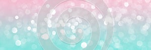 Pink and blue sparkling glitter bokeh background banner