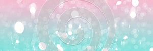 Pink and blue sparkling glitter bokeh background banner