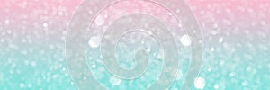 Pink and blue sparkling glitter bokeh background banner