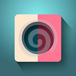 a pink and blue square with a circle in the middle
