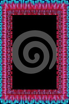 a pink and blue square frame on a black background