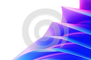 Pink and blue steps swirling on white background