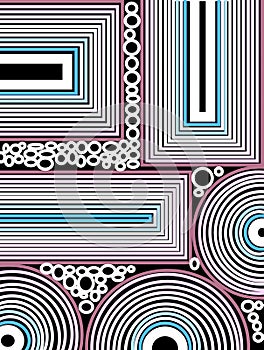 Pink blue symmetry pattern, geometric abstract, square and circle
