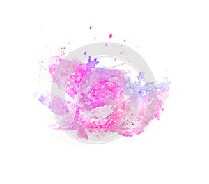 Pink and blue watercolor stain shades paint stroke graphic abstract background color splash