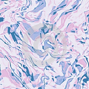 Pink, blue and white color marbling texture. Creative seamless background design. Modern ink marble tile.