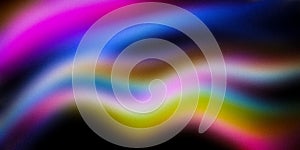 Pink blue yellow purple squiggly wide pattern. Unique blurred rainbow grainy background. Multicolored website banner, desktop