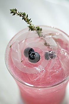 Pink Blueberry and Thyme Vodka Drink