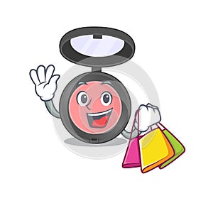 Pink blusher wealthy cartoon character concept with shopping bags