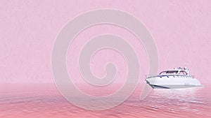 Pink boat 3d illustration