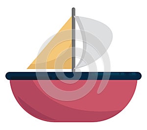 Pink boat, illustration, vector