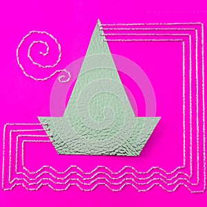 Pink Boat Stitched Invitation Card