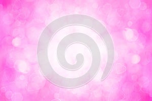 Pink bokeh and heart abstract background.