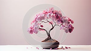 Pink Bonsai On Pink Background: A Stunning Digital Manipulation photo