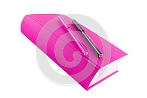 Pink book and markers