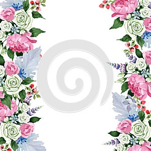 Pink bouquet flowers. Floral botanical flower.Frame border ornament square.