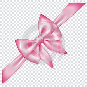 Pink bow with diagonally ribbon