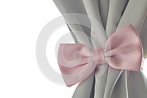 Pink bow tie beautiful modern grey curtains