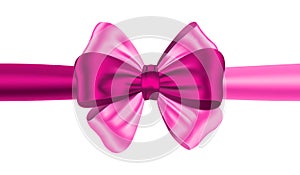 Pink bow on white background