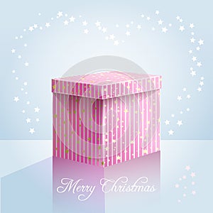 Pink box on light blue background