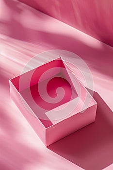 A pink box with a shadow on