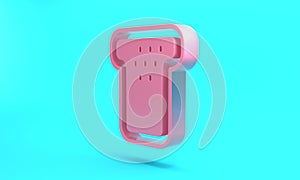 Pink Bread toast for sandwich piece of roasted crouton icon isolated on turquoise blue background. Lunch, dinner