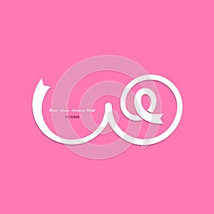 Pink Breast,Bosom,or Chest icon.Pink ribbon.Pink care logo.Breast Cancer October Awareness Month Campaign banner.Women health con