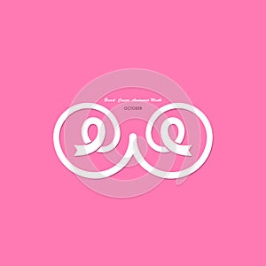 Pink Breast,Bosom,or Chest icon.Pink ribbon.Pink care logo.Breast Cancer October Awareness Month Campaign banner.Women health con