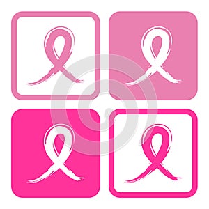 Pink breast cancer awareness ribbons vector illustration