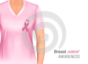 Ružový prsia rakovina povedomia košele a stuha 