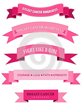 Pink breast cancer awareness web banners