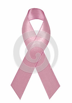 Pink Breast Cancer Ribbon Isolated On White