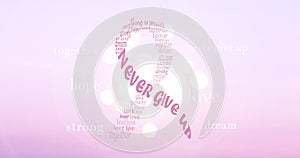 Pink breast cancer ribbon. Motivational background image