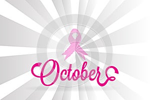 Pink Breast Cancer Ribbon October symbol Logo