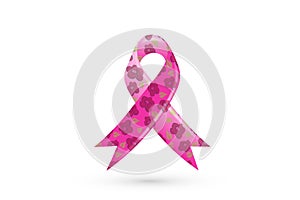 Pink Breast Cancer Ribbon rose pattern logo