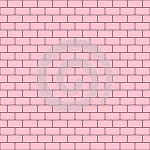 Pink brick wall background. Seamless repeating pattern. Vector illustration.