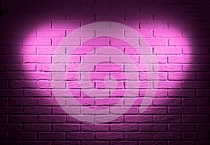 Pink brick wall with heart shape light effect and shadow, abstract background photo