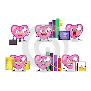 Pink broken heart love character designs as a trader investment mascot