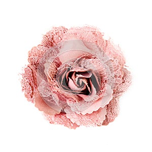 Pink brooch flower isolated on white background