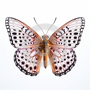 Pink And Brown Butterfly On White Background