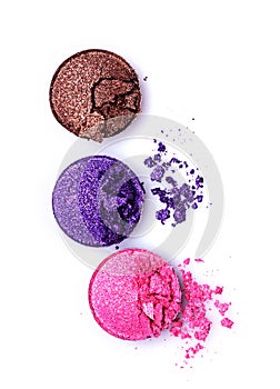 Pink, brown and violet crushed shiny eyeshadows