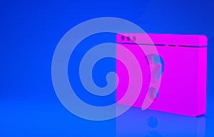 Pink Browser with question mark icon isolated on blue background. Internet communication protocol. Minimalism concept