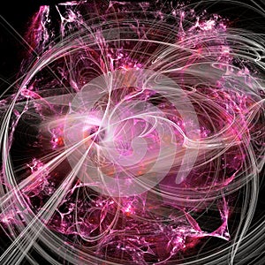 Pink Bubbles Fractal Concept With Light Waves