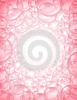 Pink bubbles in perspective background frame